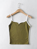 Wenkouban-Black crop top summer sexy tops women 2025 spaghetti strap top casual v neck camis knit sleeveless cami top army green cami gray