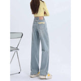 Wenkouban-y2k outfits Valentine's Day gift Light Blue Slim Wide Leg Pants for Women Spring Autumn High Waist Straight Loose Denim Pants Streetwear Female Oversize Jeans