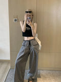 Wenkouban Sweet Black Women Plaid Pants Coquette Japanese Style Cute Wide Leg Trousers Harajuku Kawaii Palazzo Pants Vintage Y2k