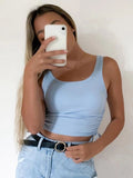 Wenkouban-Ruched Sleeveless Tank Tops Tees Women Solid Casual Fashion Crop Top Ladies High Street Tie Up Croptop Summer Fitness