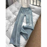 Wenkouban-y2k outfits Valentine's Day gift Women Oversized Straight Loose Jeans 2025 New Spring Autumn High Waist Blue Denim Pants Wide Leg Pants Female Full Trousers