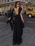 Wenkouban Black Backless Sexy Long Dress For Women Tassel Patchwork Elegant Party Looks Gown Sleeveless Ladies Summer Maxi Dress