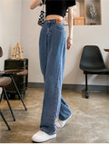 Wenkouban-Basic baggy air jeans with a high waist- Streetwear y2k outfits Fall Outfits Christmas Thanksgiving Gift New Year's Eve