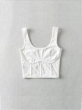 Wenkouban-Women Corset Tank Top With Mesh Detail Mesh Panels Fitted Crop Top