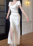 Wenkouban-2025 dress to impress party dress nye outfits Elegant White Slit Prom Dress Women's Party Birthday Dress YM1697