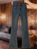 Wenkouban-y2k outfits Valentine's Day gift Oversized Jeans Women Spring Autumn 2025 New Trendy High Waist Slim Falred Denim Pants Female Retro Blue Stretch Skinny Jeans