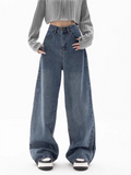 Wenkouban-2000er Blaue Baggy Boyfriend Jeans- Streetwear y2k outfits Fall Outfits Christmas Thanksgiving Gift New Year's Eve