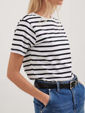 Wenkouban-Summer Short Sleeve Striped T-Shirts Women Knitted Basic Casual Tops Female Cozy Loose Cotton Tee 2025 Harajuku Shirt