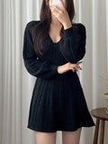 Wenkouban-nye outfits V Neck Long Sleeve Sweater Dress 2025 fashion trends y2k style party club outfits