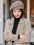 Wenkouban-Christmas Thanksgiving Personality Striped&Plaid Beret Hat