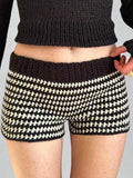 Wenkouban-y2k Outfits christmas outfit Contrast Striped Low-Rise Knit Shorts