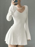 Wenkouban-nye outfits Simple Knitted Long Sleeve Mini Dress 2025 fashion trends y2k style party club outfits