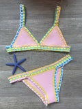 Wenkouban-Crochet Swimwear for Female Knitted Swimsuits Neoprene Bikini Beachwear Boho Style Swimsuit Two Pieces Bathng Suits