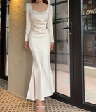 Wenkouban-2025 dress to impress party dress nye outfits Elegant White Slit Prom Dress Women's Long Sleeve Birthday Dress YM1696