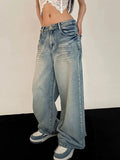 Wenkouban Vintage Loose Boyfriend Jeans with Mopping Detail