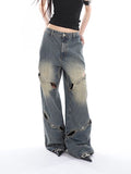 Wenkouban-Deconstructed Faded Baggy Boyfriend Jeans- Streetwear y2k outfits Fall Outfits Christmas Thanksgiving Gift New Year's Eve