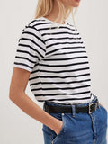 Wenkouban-Summer Short Sleeve Striped T-Shirts Women Knitted Basic Casual Tops Female Cozy Loose Cotton Tee 2025 Harajuku Shirt