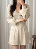 Wenkouban-nye outfits V Neck Long Sleeve Sweater Dress 2025 fashion trends y2k style party club outfits