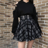 Wenkouban-swaggy outfits back to school outfits Qiukichonson Gothic Lolita Skirt Women 2020 Spring Autumn Winter High Waisted Lace-up Short Plaid Wool Skirts Mini tutu femme