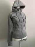 Wenkouban-Winter 2024 New American Retro Design 1980s fashion y2k outfits Silver Grey Fur Hoodie