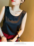 Wenkouban-2025 New Fashion Silk Thin Short Sleeve Tees Slip Woman Summer Clothes Elegant Tops Solid Loose Casual