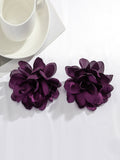 Wenkouban-Christmas Thanksgiving Solid Color Three-Dimensional Flower Drop Earrings