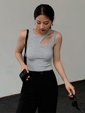 Wenkouban-Casual white cut t shirt women round neck sleeveless korean slim t shirts women clothing 2025 summer fashion