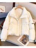 Wenkouban-y2k outfits Valentine's Day gift Winter Short Cotton Coats 2025 Casual Thick Warm Stand Collar Bread Cotton Jackets Solid Color Drawstring Quilted Jackets Parkas