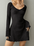 Wenkouban-nye outfits Simple Knitted Long Sleeve Mini Dress 2025 fashion trends y2k style party club outfits