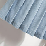 Wenkouban-swaggy outfits back to school outfits 5XL Oversize Denim Skirts Women Lace Up Pleated Skirt Summer Elastic Waist Cute Soft Girl Frilly Loose Jeans Mini Skirt Culotte