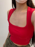 Wenkouban-Deep Square Collar Vests 2025 Summer New Fashion Sexy Women's Crop Tops Sling Vest Camis