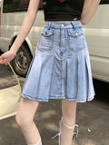 Wenkouban-swaggy outfits back to school outfits Qiukichonson 3XL Oversize Denim Skirt Women 2025 Summer Goth High Waisted Cute Soft Girl Ruffle Frilly Sexy Jeans Mini Skirt