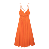 Wenkouban-2025 dress to impress party dress nye outfits Orange Backless Summer Dress  YM1359