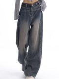 Wenkouban-2000er Y2K Vintage Baggy Boyfriend Jeans mit Wasch Effekt- Streetwear y2k outfits Fall Outfits Christmas Thanksgiving Gift New Year's Eve