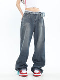 Wenkouban-Blue denim baggy boyfriend jeans- Streetwear y2k outfits Fall Outfits Christmas Thanksgiving Gift New Year's Eve