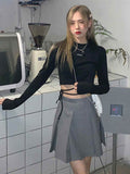 Wenkouban-Long Sleeve T-shirts Women Design Sexy Crop Ins Prevalent Bandage Tops Harajuku Ulzzang Street Spring Female Ropa Hot Skinny New