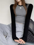 Wenkouban-Fall Outfits -Raglan sleeve rib crop top- Streetwear y2k outfits Fall Outfits Christmas Thanksgiving Gift New Year's Eve