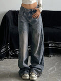 Wenkouban Vintage distressed boyfriend jeans with a wash effect