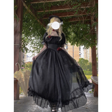 Wenkouban-2022 French Black Dress Autumn winter retro midi dress Party court style sweet princess dress