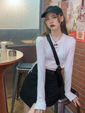 Wenkouban-Long Sleeve T-shirts Women Design Sexy Crop Ins Prevalent Bandage Tops Harajuku Ulzzang Street Spring Female Ropa Hot Skinny New