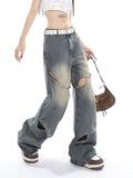 Wenkouban-Deconstructed Faded Baggy Boyfriend Jeans- Streetwear y2k outfits Fall Outfits Christmas Thanksgiving Gift New Year's Eve