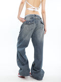 Wenkouban-Blue denim baggy boyfriend jeans- Streetwear y2k outfits Fall Outfits Christmas Thanksgiving Gift New Year's Eve