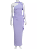 Wenkouban-2025 dress to impress party dress nye outfits Purple One Sleeve Dress   YM1382