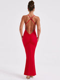 Wenkouban Spaghetti Strap Backless Sexy Maxi Dress For Women Fashion Summer New Sleeveless Bodycon Club Party Long Dress Elegant-Christmas Outfit