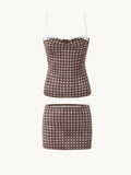 Wenkouban-spring outfits 2025 prety outfits Aria Plaid Mini Skirt Set