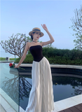 Wenkouban-2025 dress to impress party dress nye outfits Beach holiday beach long skirt strapless dress YM1037