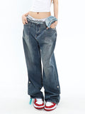 Wenkouban-Blue denim baggy boyfriend jeans- Streetwear y2k outfits Fall Outfits Christmas Thanksgiving Gift New Year's Eve