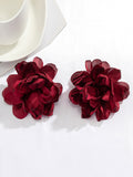 Wenkouban-Christmas Thanksgiving Solid Color Three-Dimensional Flower Drop Earrings