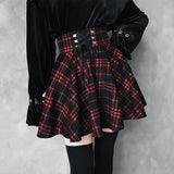 Wenkouban-swaggy outfits back to school outfits Qiukichonson Gothic Lolita Skirt Women 2020 Spring Autumn Winter High Waisted Lace-up Short Plaid Wool Skirts Mini tutu femme