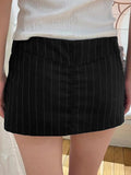 Wenkouban-nye outfits Black Striped Low Waisted Halter Skirt 2025 fashion trends y2k style party club outfits